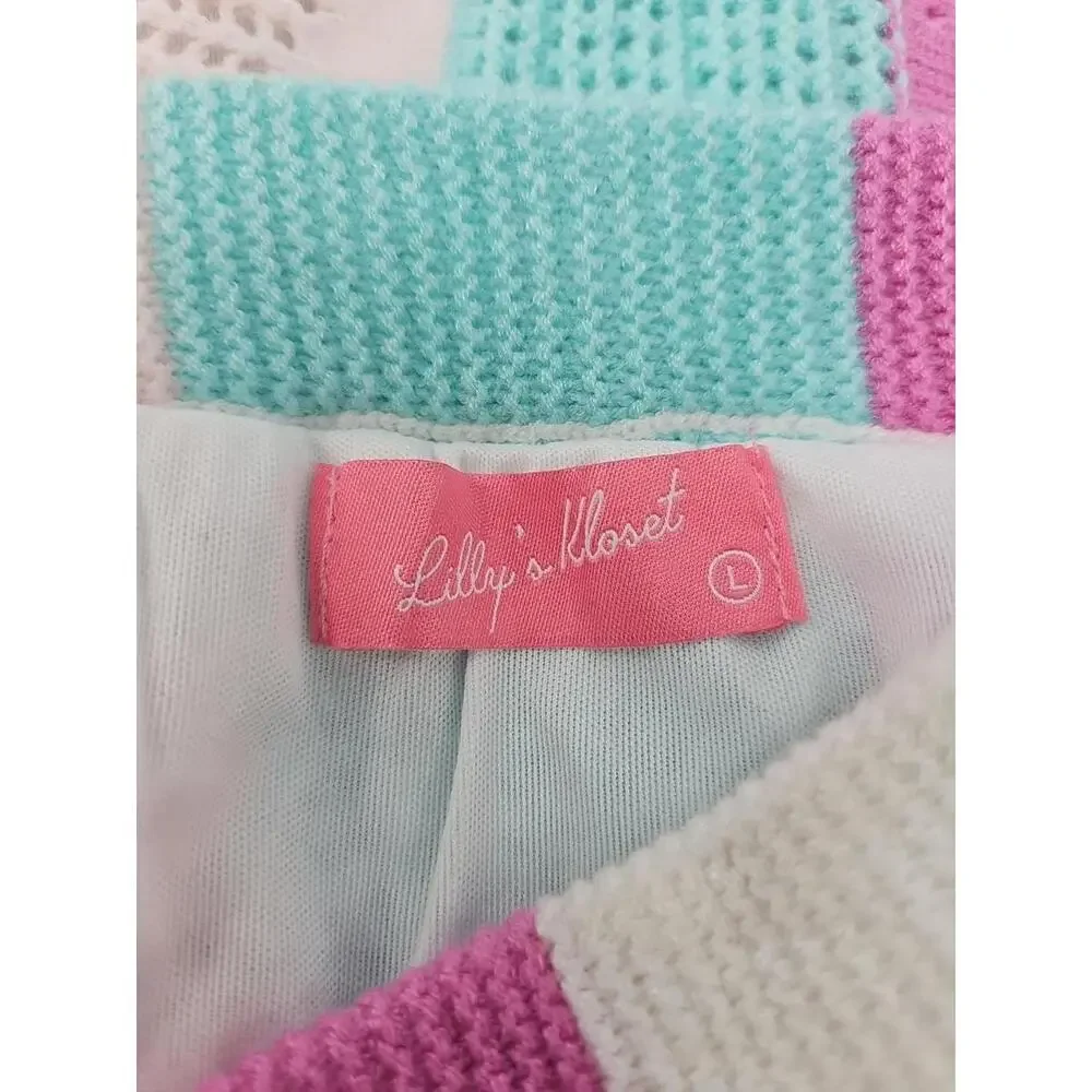 Lilly's Kloset Women's Rainbow‎ Skirt Or Top Large Pink Blue White